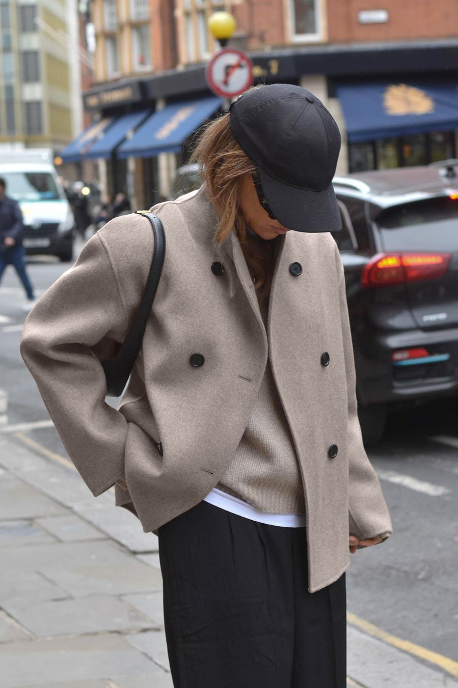 Vintage Brown V-Neck Wool Coat image 1