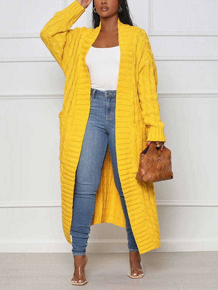 Knitted Solid Graceful Open Front Cardigan image 9