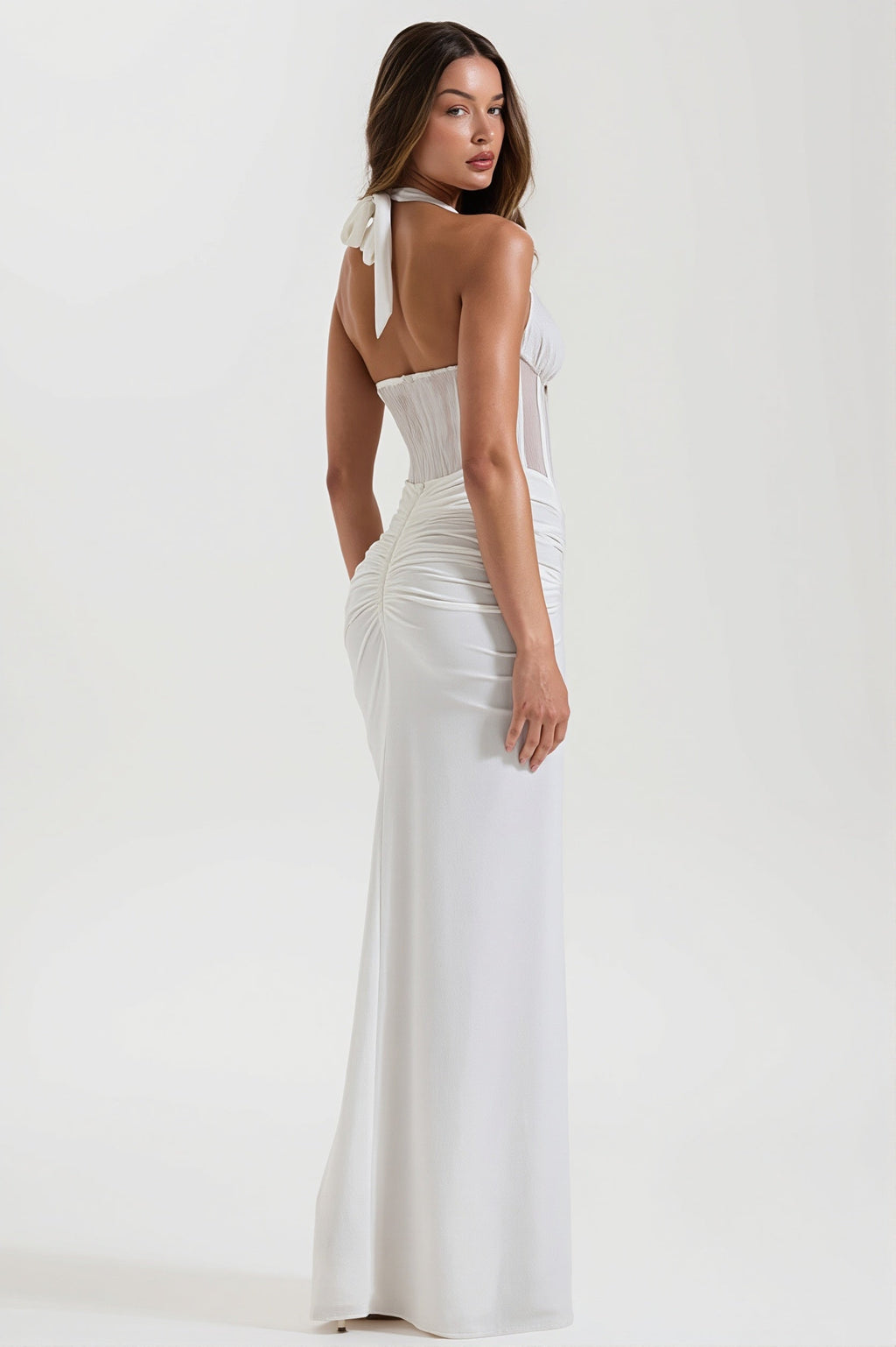 Tie Back Ruched Bodycon Maxi Dress image 4