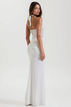 Tie Back Ruched Bodycon Maxi Dress image 4