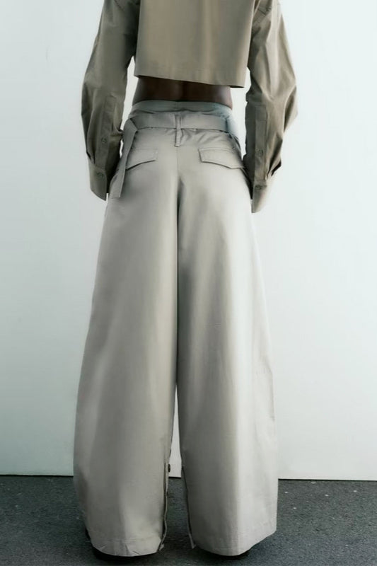 High Waist Belted Wide Leg Cargo Pant image 2