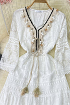 Tassel Lace Spliced Long Boho Dress image 4