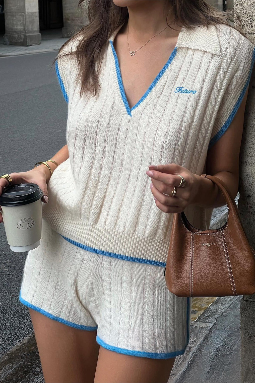Sleeveless Knit V Neck Color Block Two Piece Set image 6