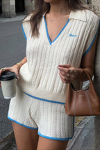 Sleeveless Knit V Neck Color Block Two Piece Set image 6