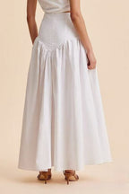 Stylish High Waist Button Patchwork White Maxi Skirt image 4