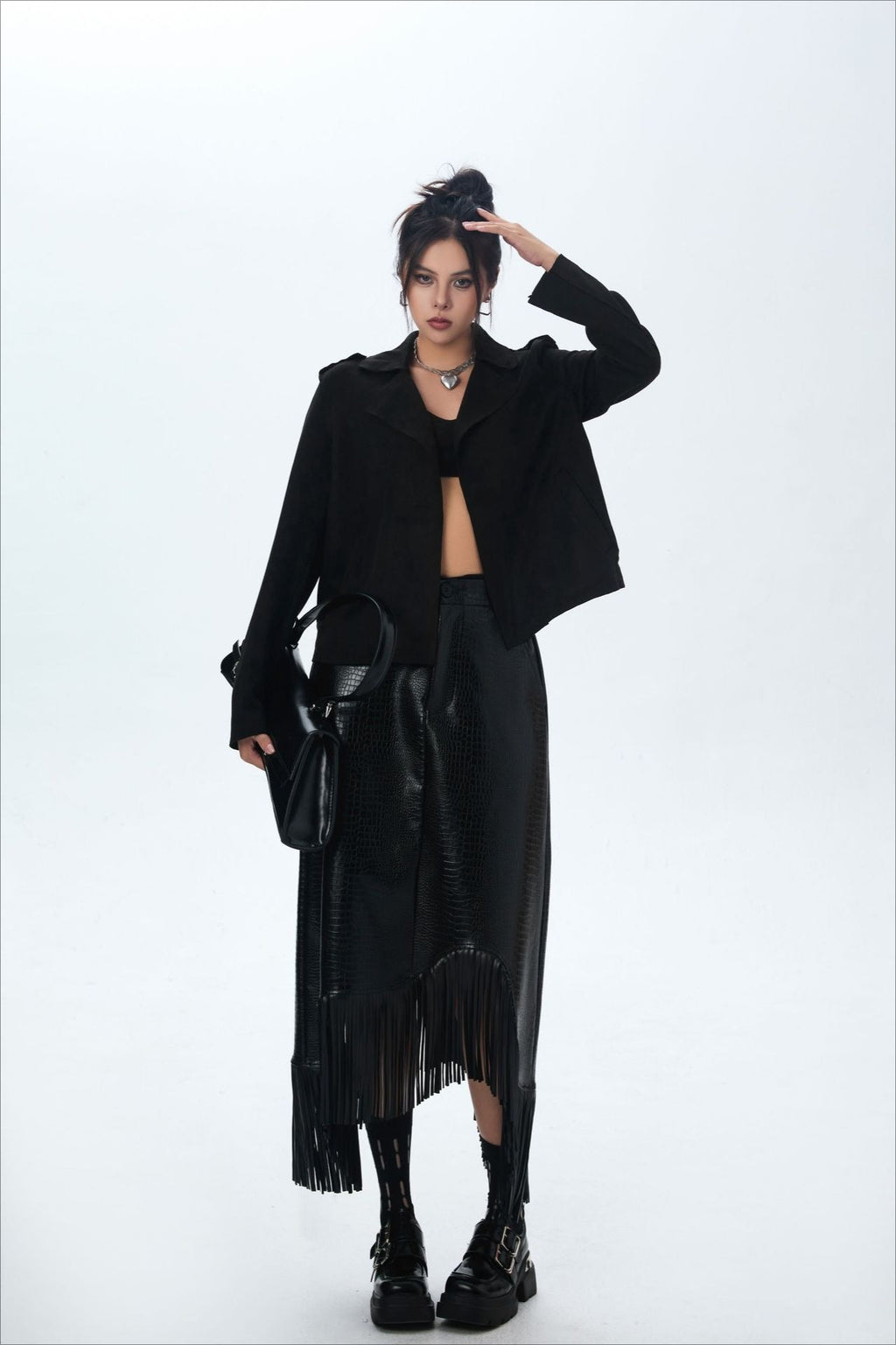 Suede Open Front Biker Jacket image 12