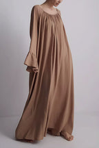 Solid Loose Slouchy Flared Hem Maxi Dress image 12