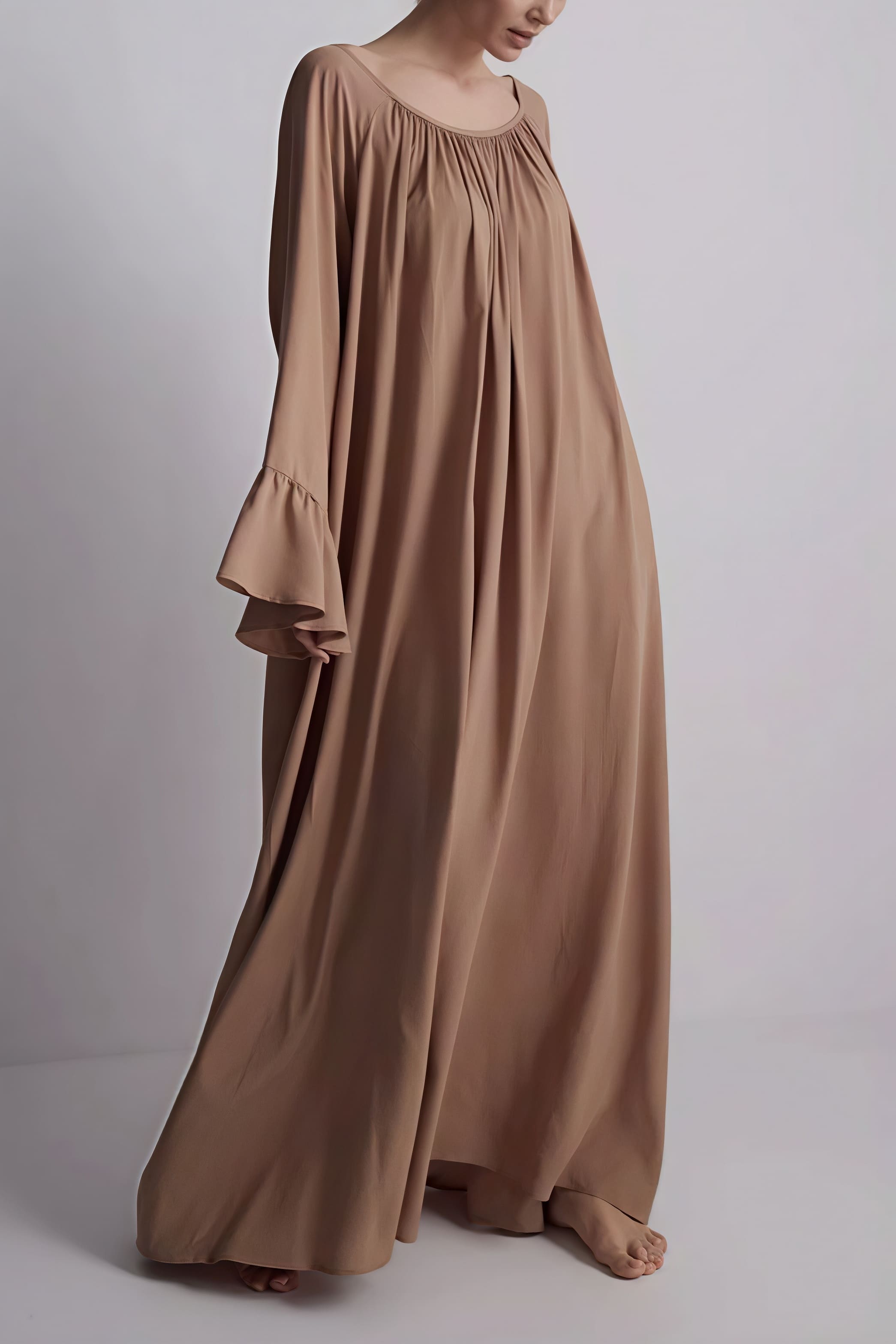 Solid Loose Slouchy Flared Hem Maxi Dress image 12