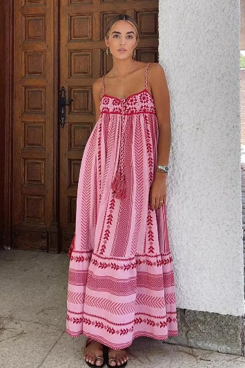 Boho Spaghetti Strap Tassel Boho Dress image 2