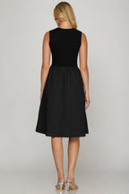 Antonella Midi Dress detail view styled for Avrienne