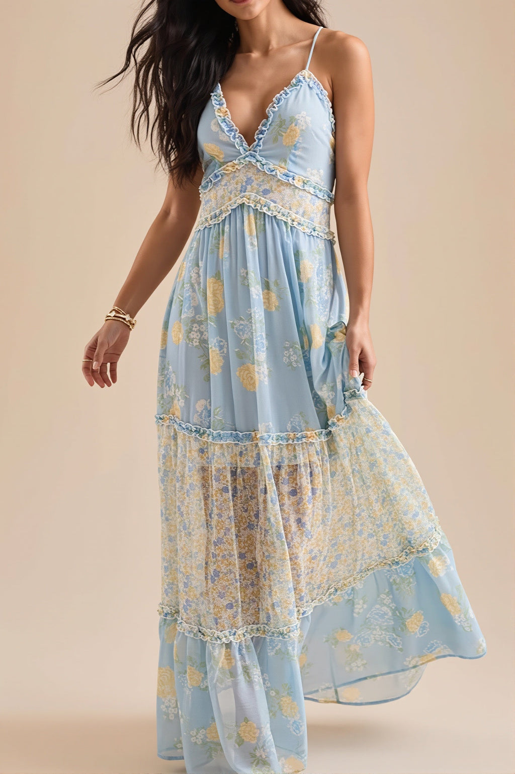 Fresh Boho Floral Cami Maxi Dress image 1