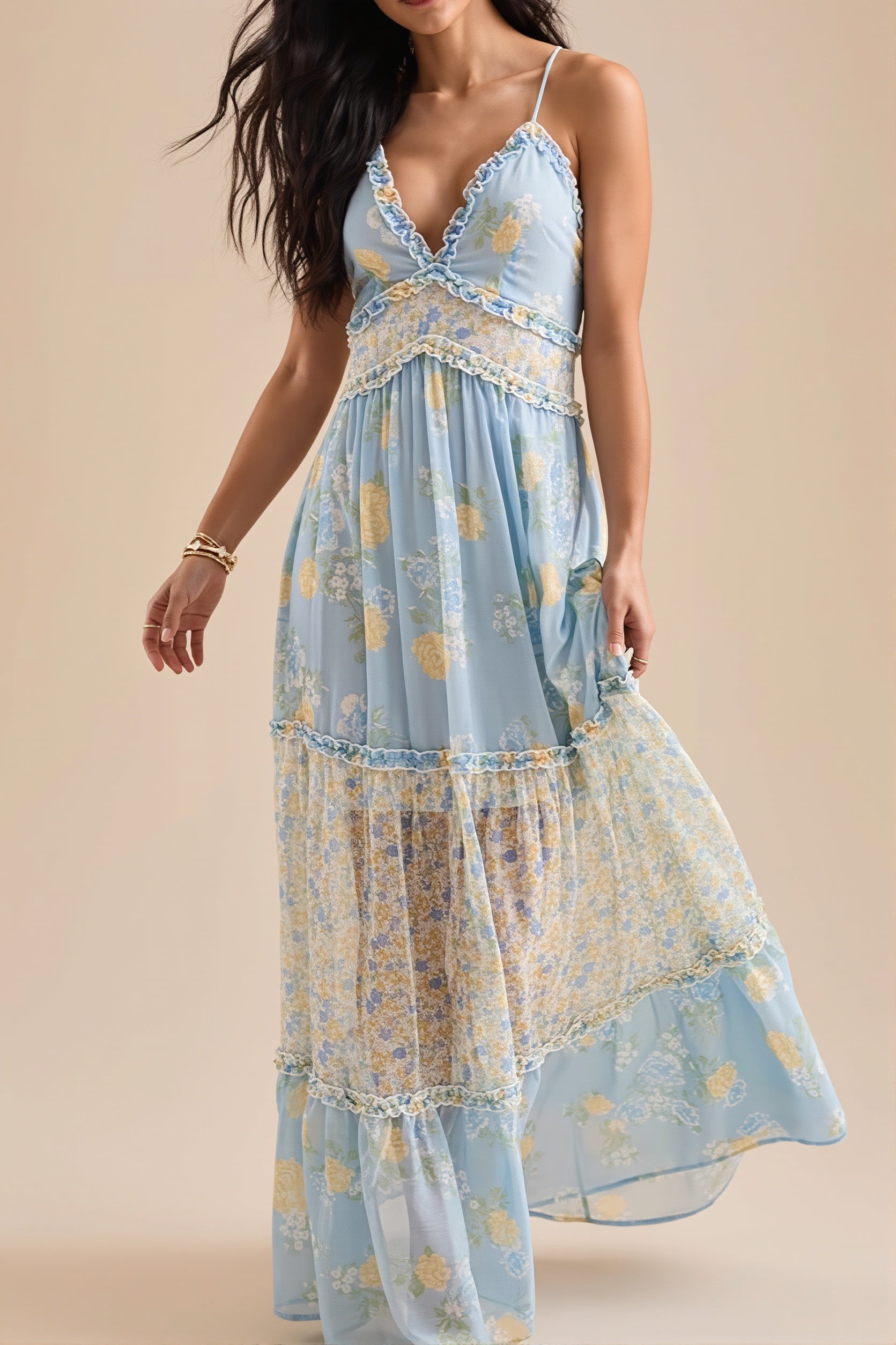 Fresh Boho Floral Cami Maxi Dress image 1