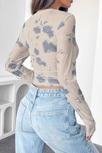 Mesh Floral Ruched Side Blouse image 3