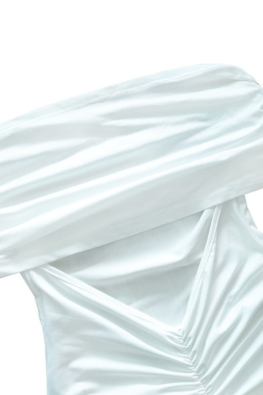 Solid Off Shoulder Ruched Formal Dress image 21