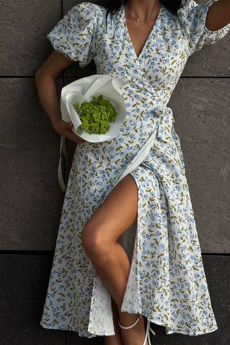 Printed Puff Sleeve Cotton Midi Dress image 3