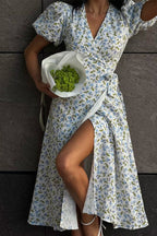 Printed Puff Sleeve Cotton Midi Dress image 3
