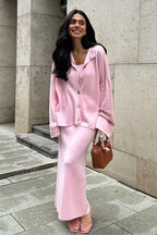 Elegant Minimalist Knit Long Sleeve Cardigan Cami Three Piece Set image 1