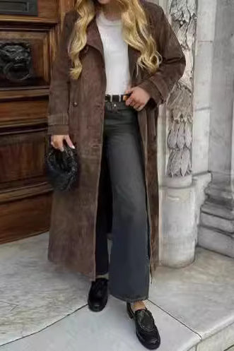 Vintage Brown Belted Long Coat image 2