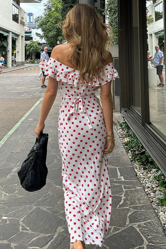 Polka Dot Cami A-Line Ruffled Maxi Dress image 3