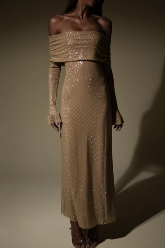 Metallic Trim Slimming Off-Shoulder Bodycon Party Dress image 5
