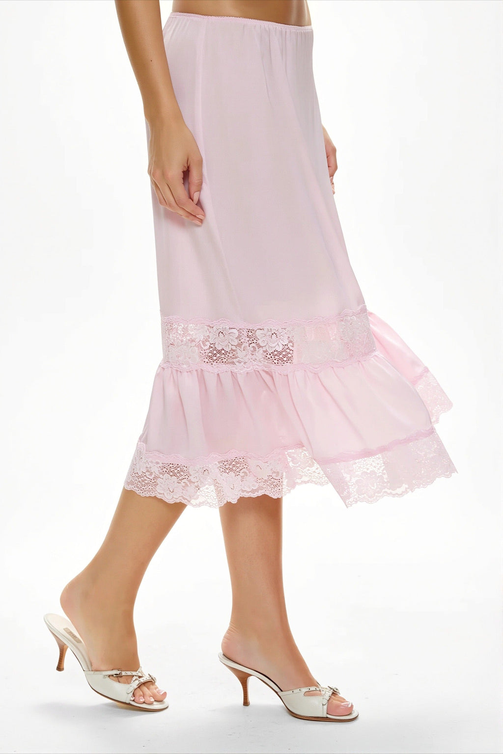 Lace Trim Ruffled Patchwork Casual Skirt image 1