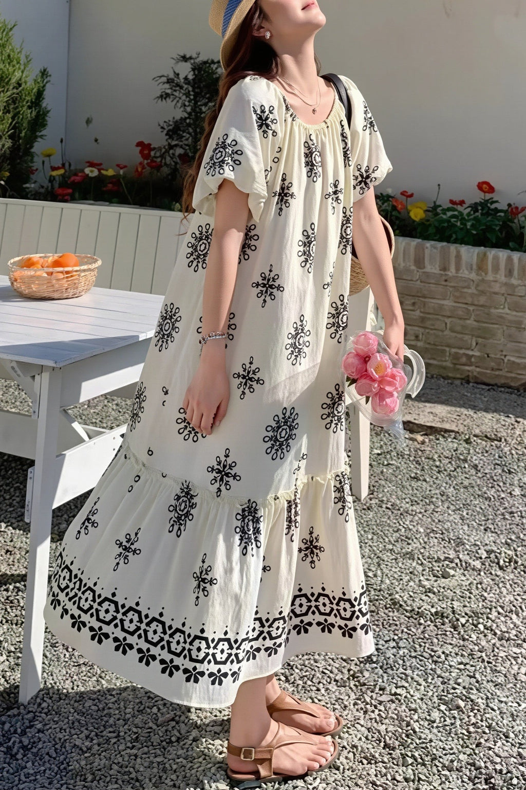 Loose Floral Long Vacation Boho Dress image 1