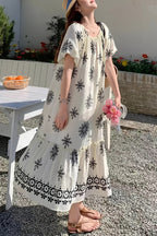 Loose Floral Long Vacation Boho Dress image 1
