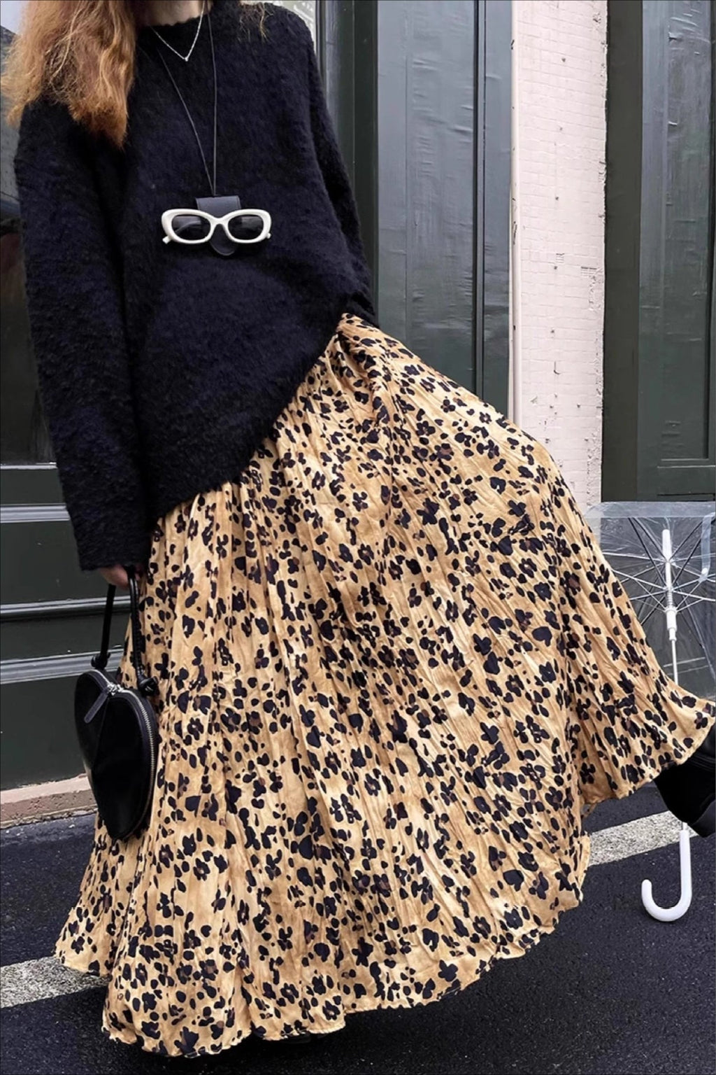 Vintage Leopard Midi Flare Skirt image 1