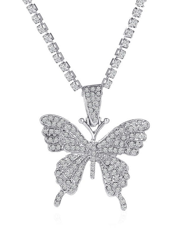 Rhinestone Butterfly Halter Trendy Asymmetric Crop Cami Top image 4