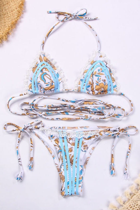 Chic Webbing Contrast Lace Up Bikini Two Piece Bikini Sets image 4
