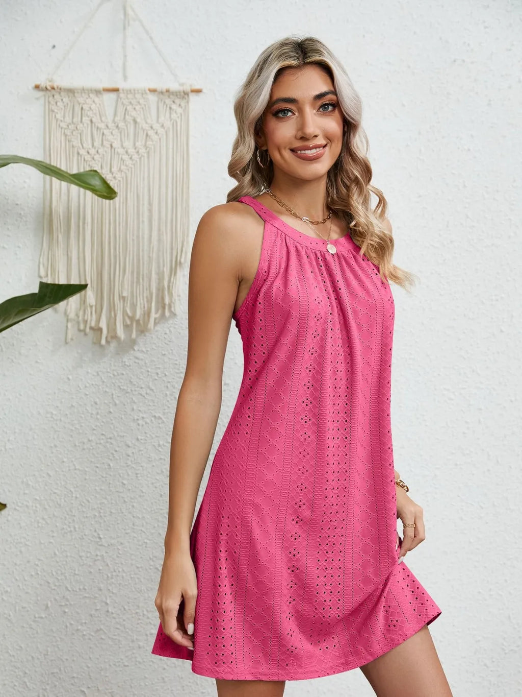 Flora Eyelet Dress detail view styled for Avrienne