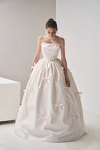 Bow Satin Bandeau Ball Gown Wedding Dress image 4