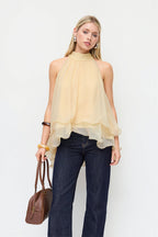 Loose Chiffon Ruffle Flowy Halter Top image 5