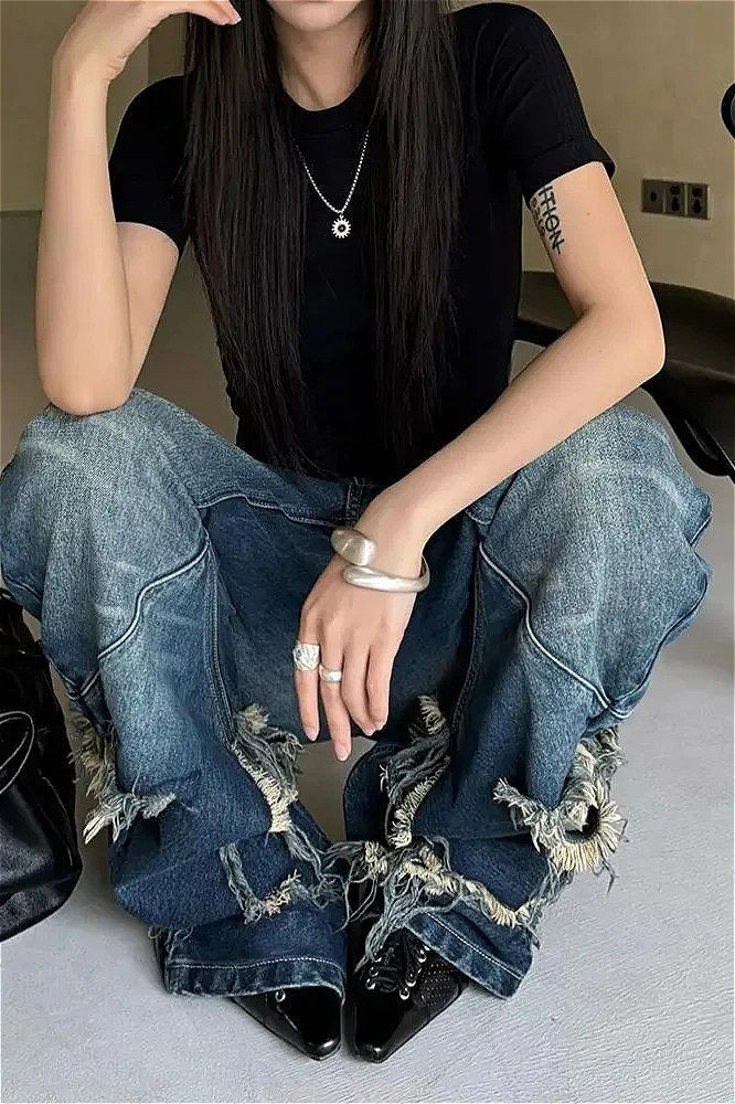 Y2K Distressed Claw Marks Jeans image 4