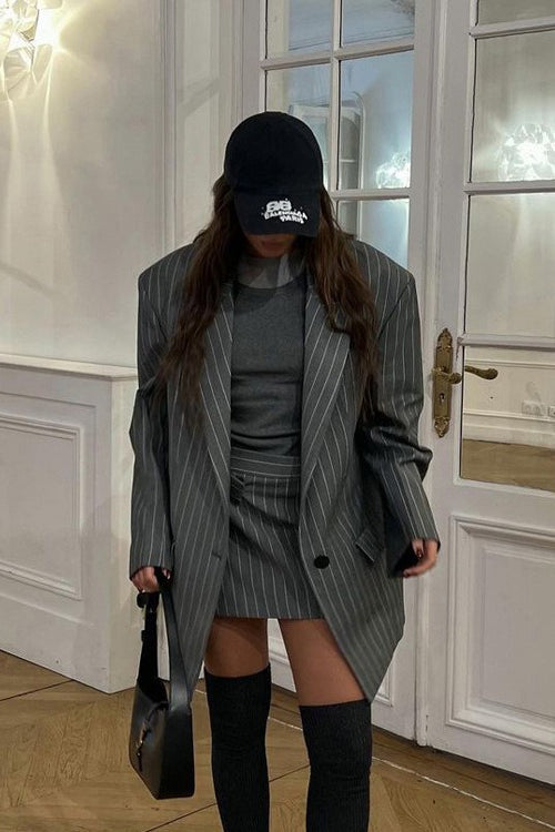 Fashion Striped Suit Blazer Two Piece Set image 1
