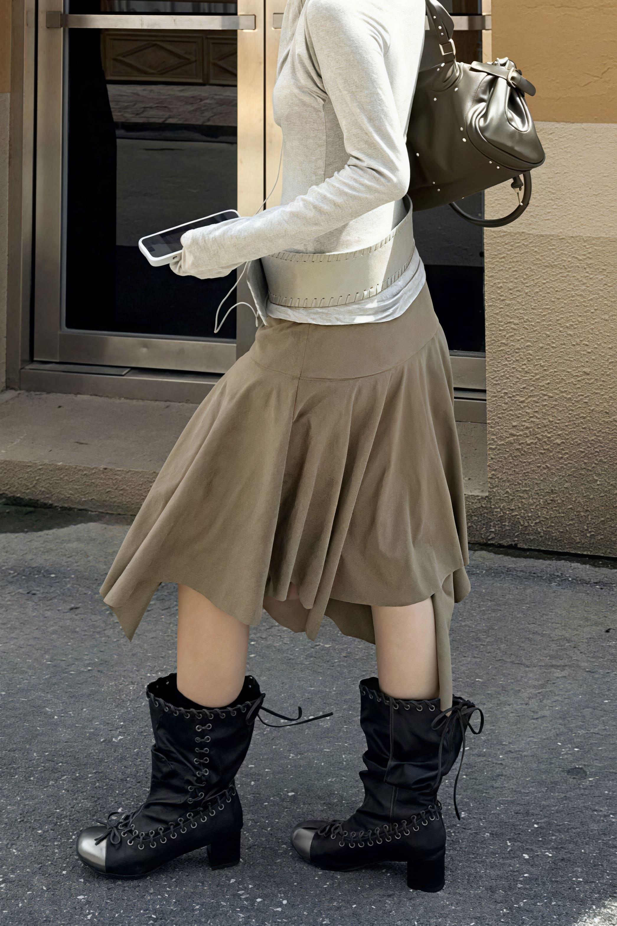 Chic Suede High Waist Asymmetrical Skirt image 3