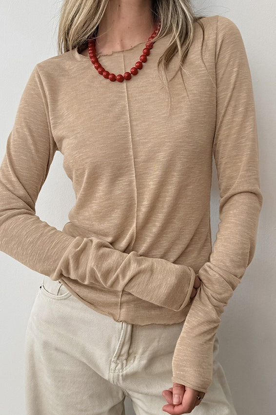 White Crew Neck Long-Sleeve Layering Knit Top image 2