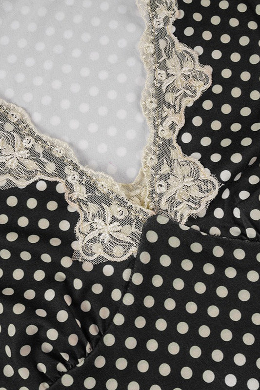 Sweet Polka Dot Lace V-Neck Crop Top image 2