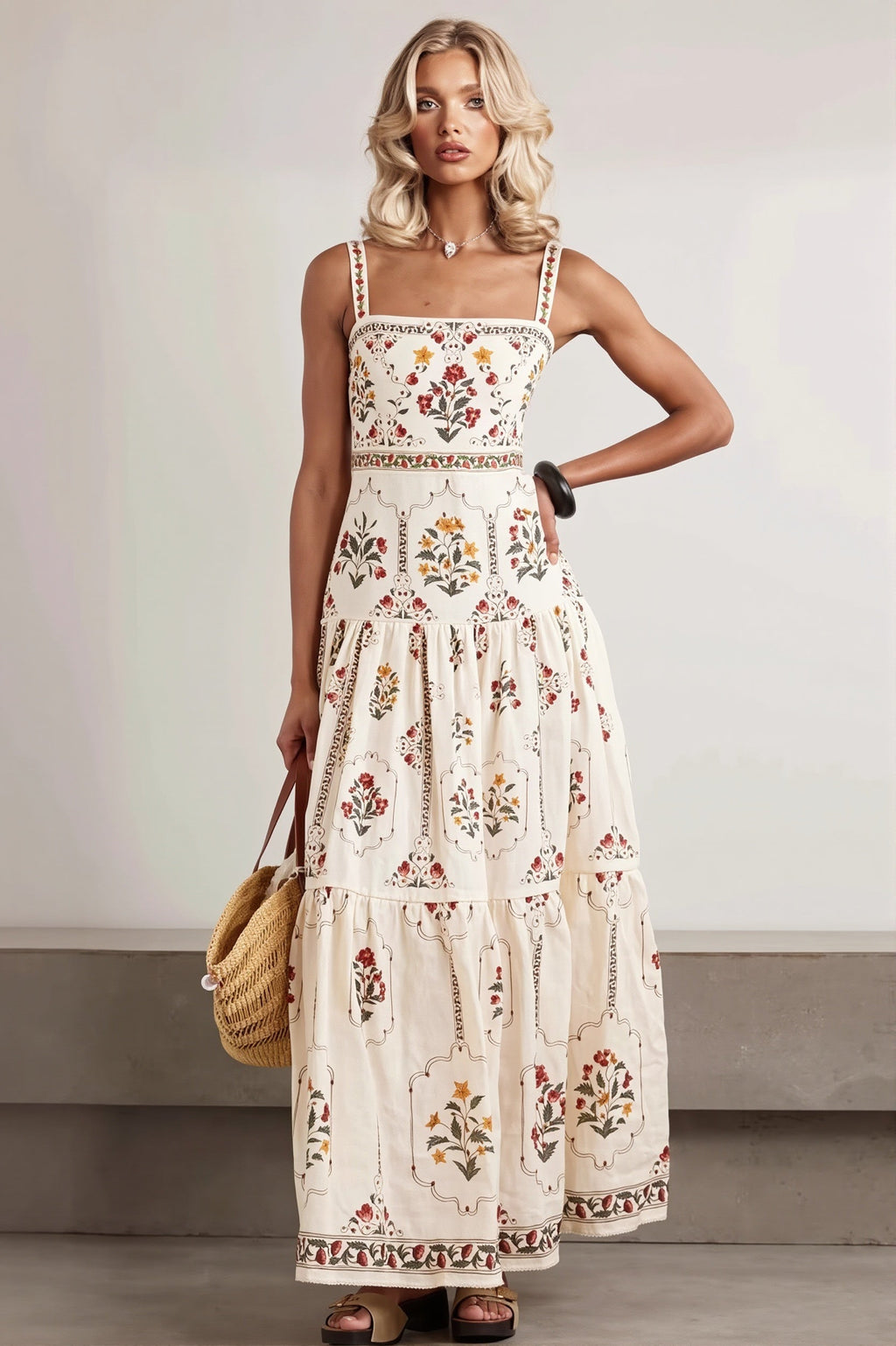 Floral Patchwork Long Boho Dress image 1