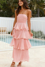 Fashion Strapless Backless Ruffle Tiered Midi Dress image 13