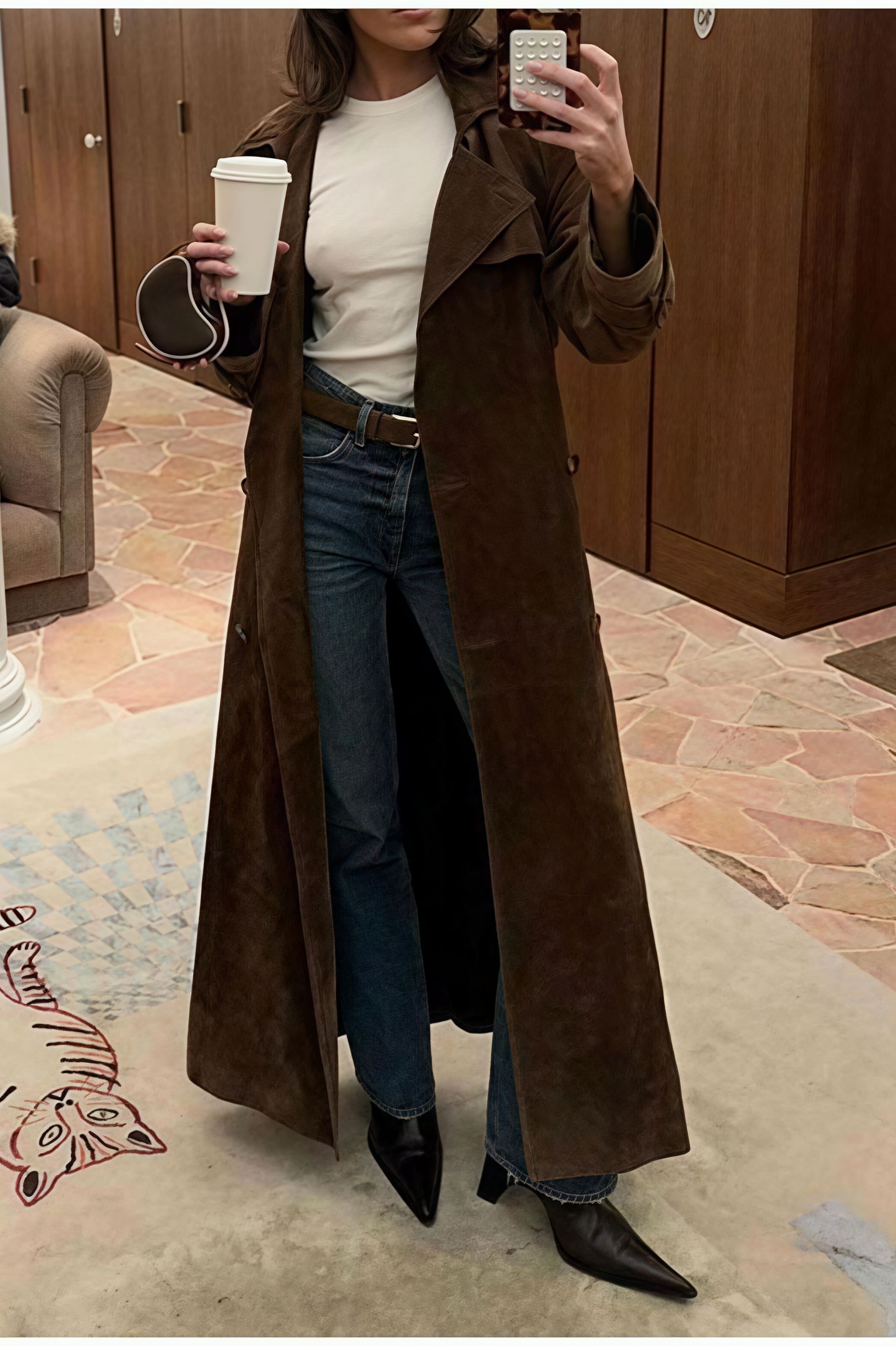 Double Breasted Tie Waist Long Elegant  Overcoat image 9