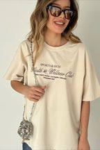 Minimalist Casual Cotton Letter Print Short Sleeve T-shirt image 10