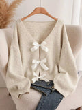 Dahlia Bow Knit Cardigan styled for Avrienne