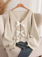 Dahlia Bow Knit Cardigan styled for Avrienne