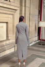 Elegant Long Sleeve Collared Midi Dress image 4