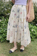 Vintage Floral Pleated A - line Midi Skirt image 1