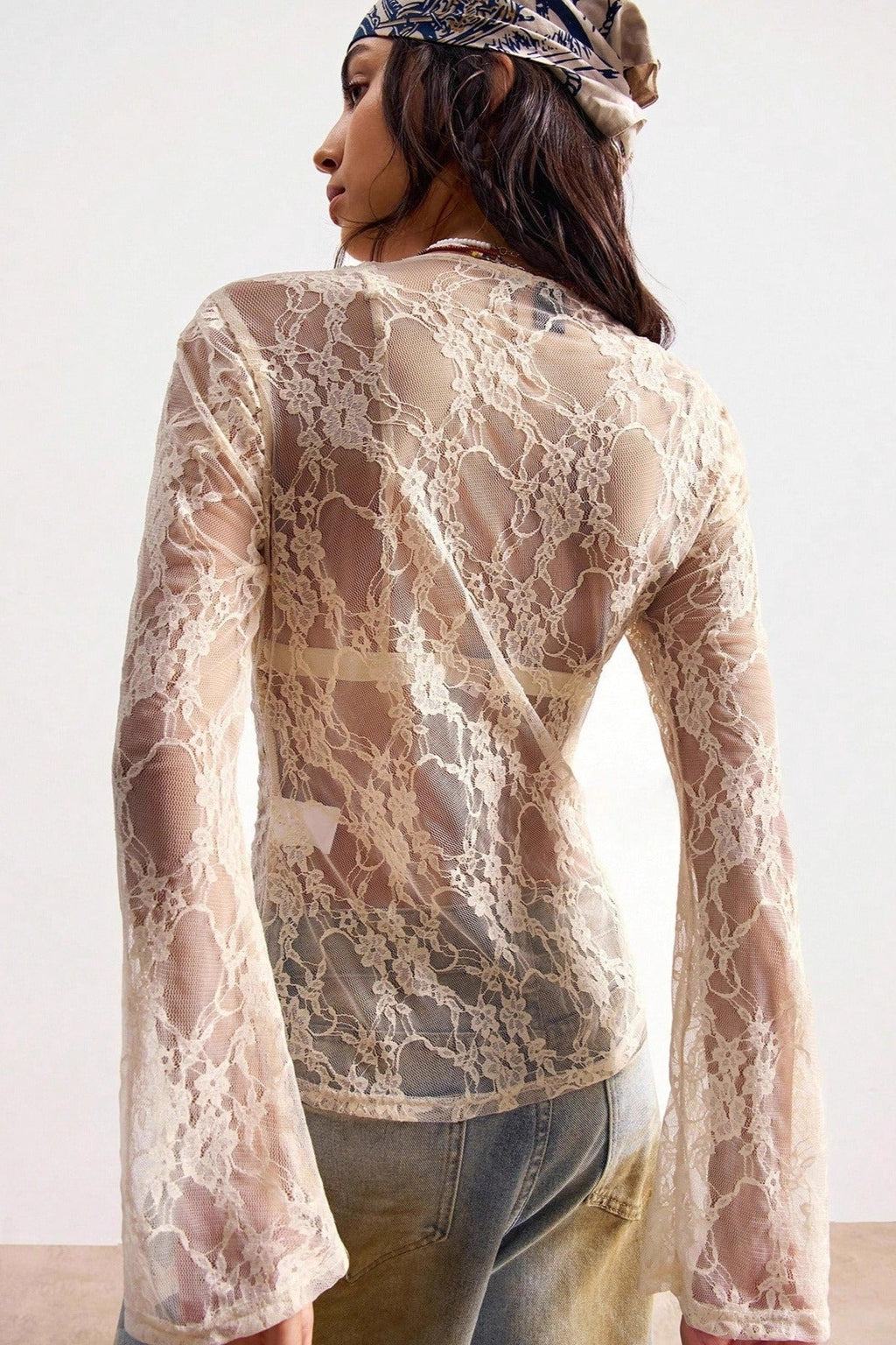 Lace Sheer Slim-Fit Blouse image 2