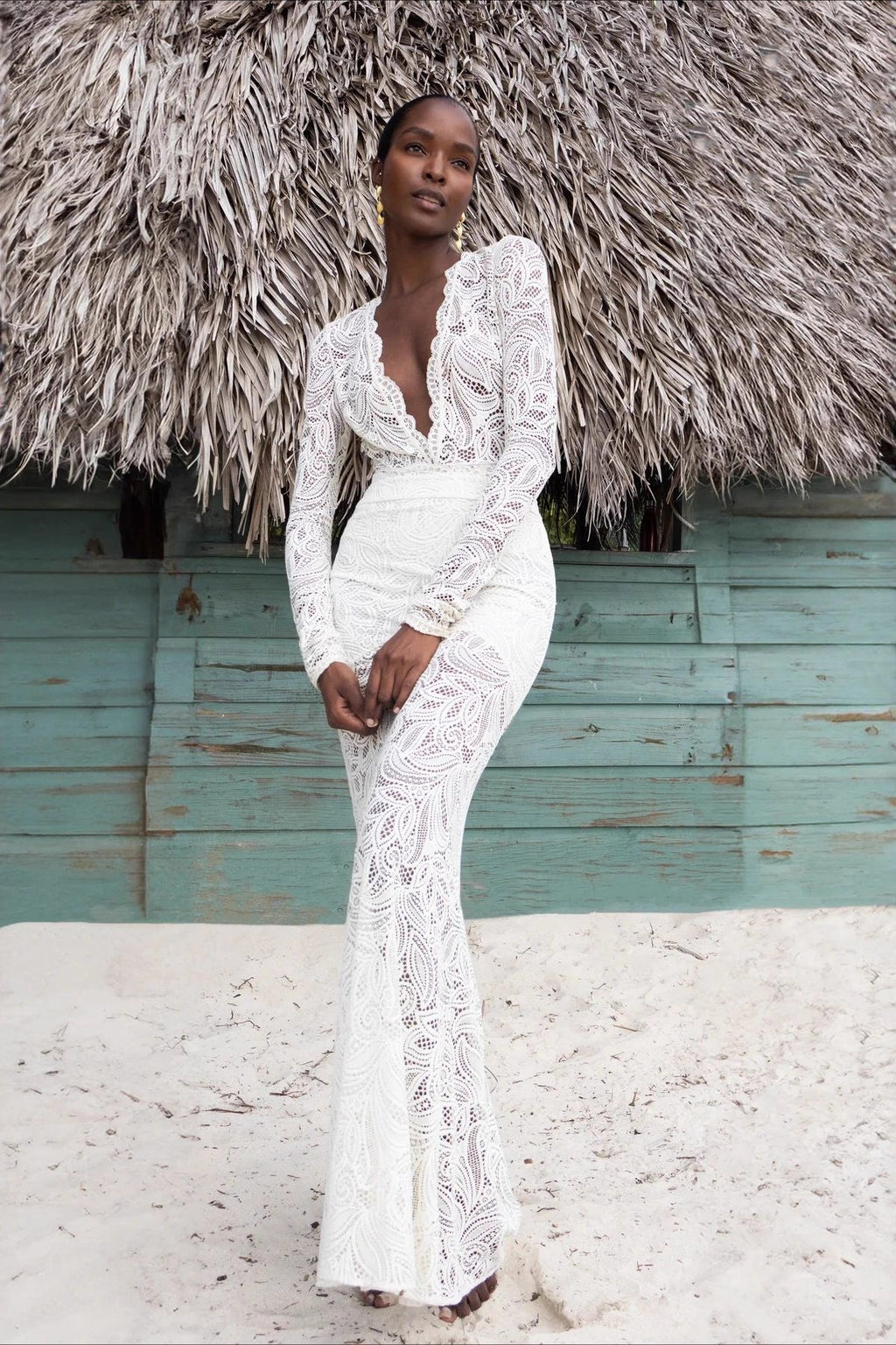 Sexy Lace Cutout Bodycon Maxi Dress image 2