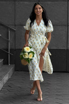 Printed Puff Sleeve Cotton Midi Dress image 14