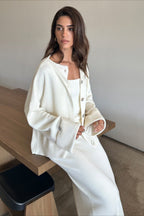 Elegant Minimalist Knit Long Sleeve Cardigan Cami Three Piece Set image 8